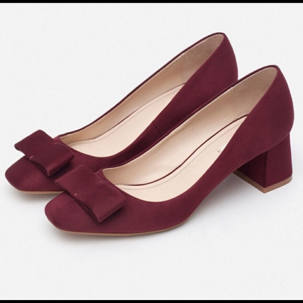 ZARA suede burgundy red bow pump/flats